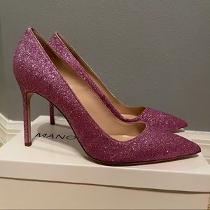 Manolo Blahnik Women's Pink Bb 105 Glitter Pumps